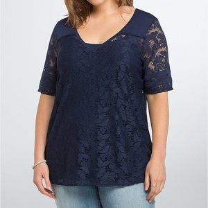 Torrid Women's Top Lace Football Blouse Blue 1X